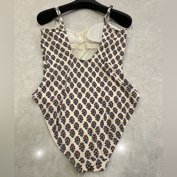 Tory Burch Floral Print One-Piece Swimsuit in Purple Bloom Size M - Picture 12 of 13